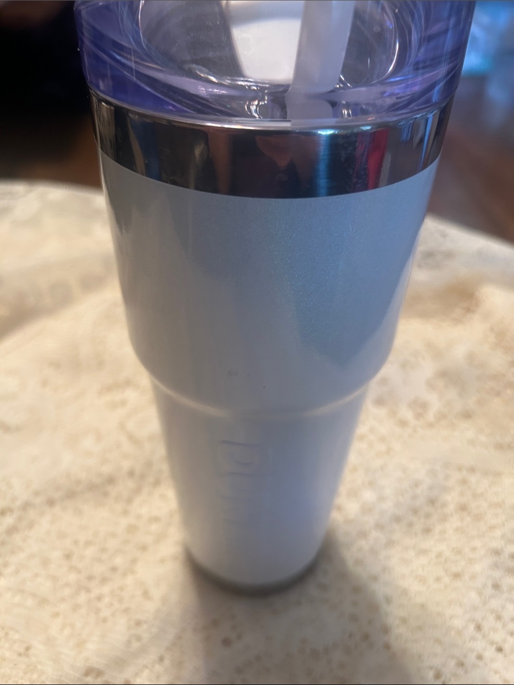 Dunkin Iridescent White Travel Tumbler with Lid and White Straw included - Picture 9 of 12